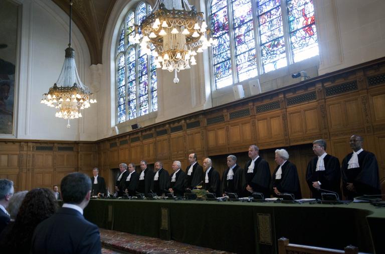 Judges of the International Court of Justice in the ICJ's primary courtroom in The Hague, Netherlands - source: United Nations photo