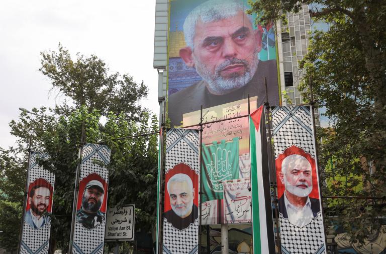 A banner in Gaza depicts the new Hamas leader, Yahya al-Sinwar - source: Reuters