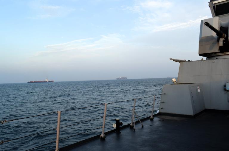 A Russia-linked ship on the Red Sea.