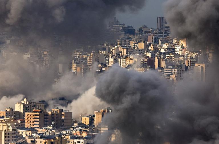 Photo showing smoke clearing from Beirut during the 2024 Hezbollah-Israel war.