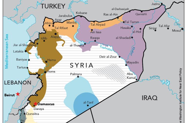 Map showing areas of control in post-Assad Syria.