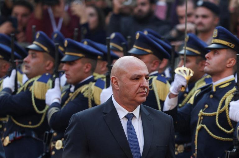 Newly elected Lebanese president Joseph Aoun reviews soldiers at the presidential palace in Beirut - source: Reuters