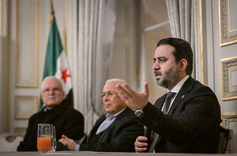 Syria's Minister of Foreign Affairs Asaad Hassan al-Shaibani speaks during a meeting with Syrian diaspora after the International Conference on Syria in Paris on February 13, 2025 - source: Reuters