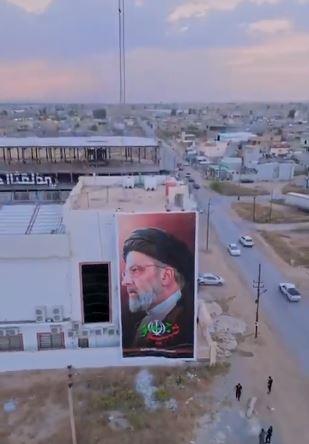 Sayyid al-Shuhada cultural center in Nineveh Plains raises a mourning banner on Raisi, May 23, 2024