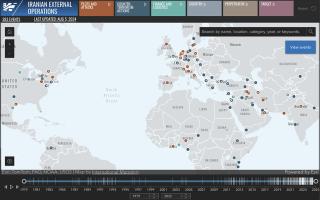 Screenshot of the Iran External Operations interactive map