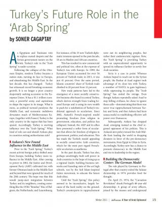 Turkey S Future Role In The Arab Spring The Washington Institute