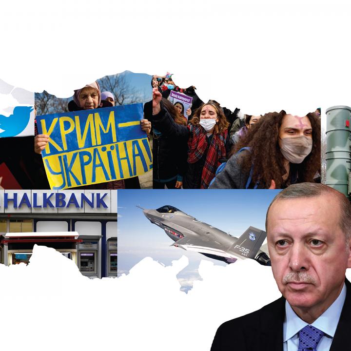 Erdogan, Turkish protestors, Halkbank, Twitter images