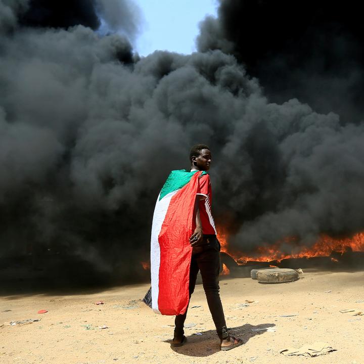 A Sudanese protester against military rule