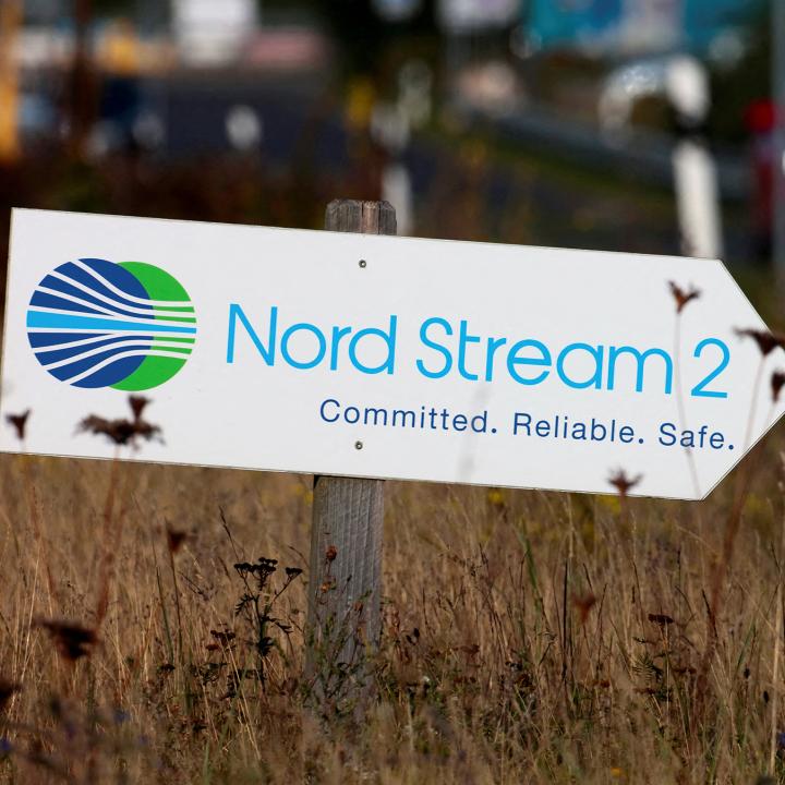 A sign identifying the NordStream 2 pipeline - source: Reuters