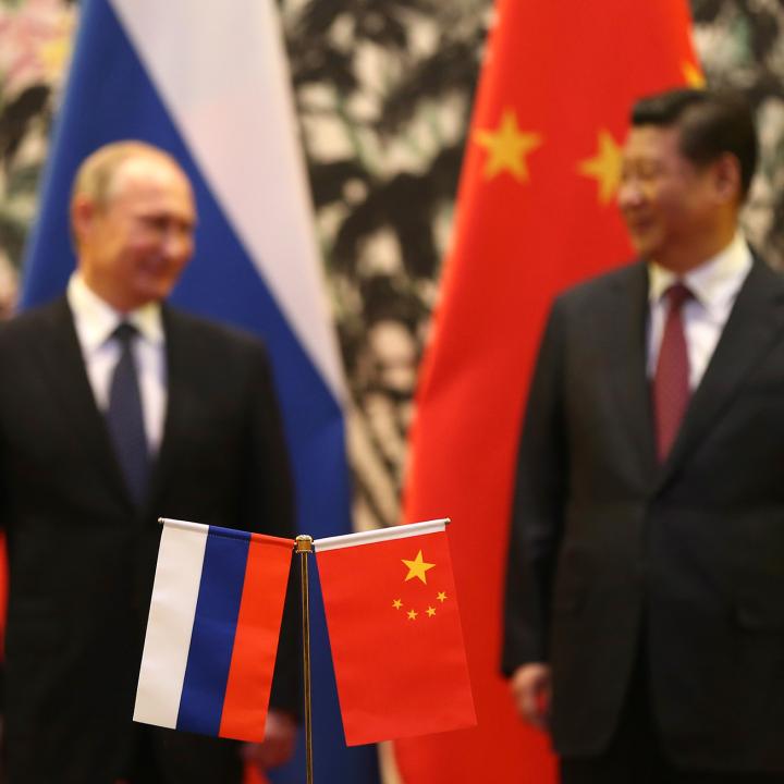 Russian President Vladimir Putin meets Chinese President Xi Jinping at a summit in Beijing - source: Reuters