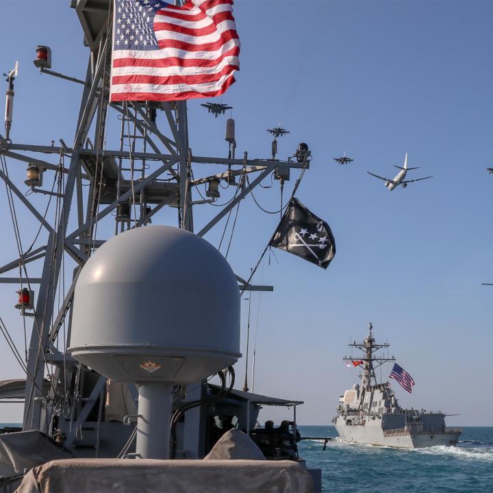 Ships of the US Navy's Fifth Fleet on exercise in the Persian Gulf