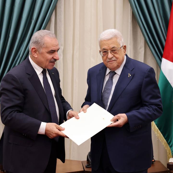 Palestinian Authority Prime Minister Shtayyeh and President Abbas - source: Reuters