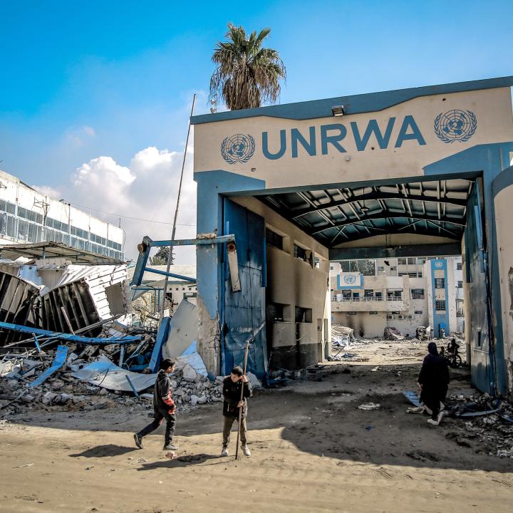 A damaged UNRWA building in Gaza City. 