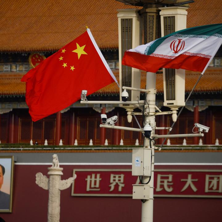 The national flags of China and Iran fly in Tiananmen Square during Iranian President Ebrahim Raisi's visit to Beijing, China, February 14, 2023 - source: Reuters