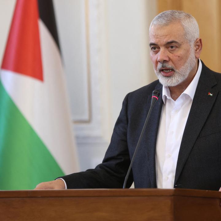 Hamas leader Ismail Haniyeh speaks in Tehran, Iran, in May 2024 - source: Reuters