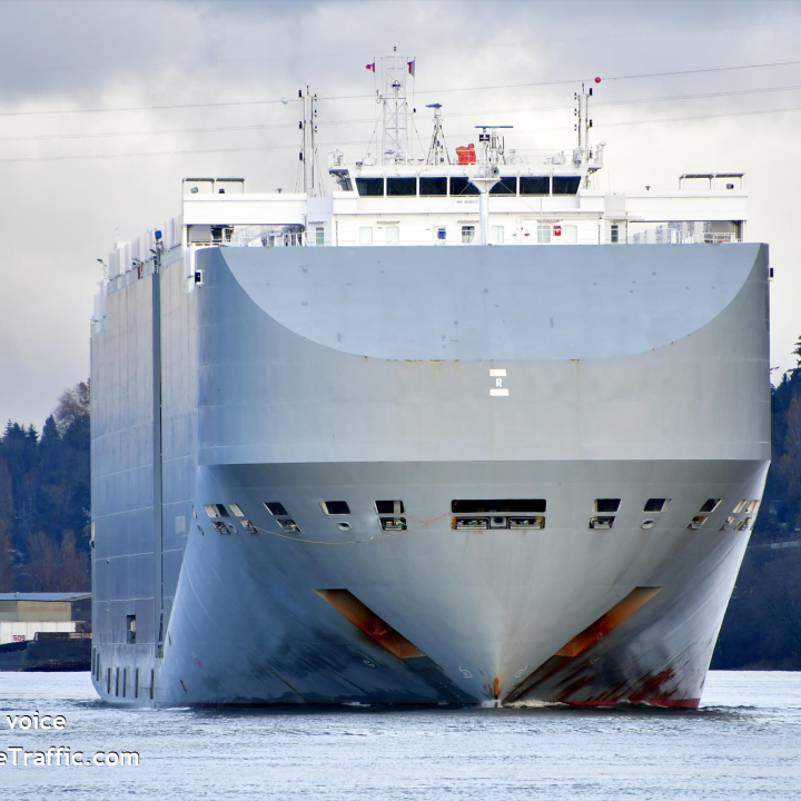 The car carrier Hyperion Ray (IMO 9690559) was struck near Fujairah, UAE, in April 2021. The ship was owned by Israel-based Ray Shipping Ltd when it was attacked. Photo credit: Rick Voice via MarineTraffic.com.