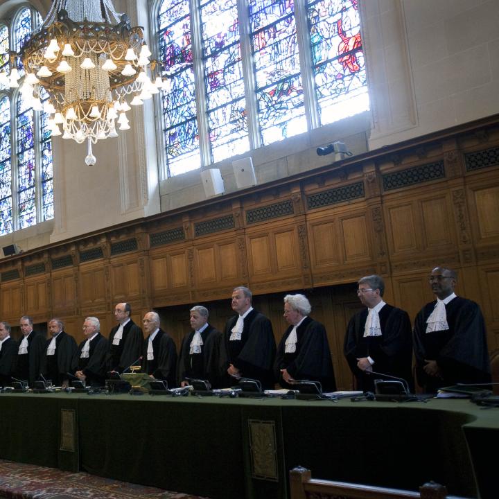 Judges of the International Court of Justice in the ICJ's primary courtroom in The Hague, Netherlands - source: United Nations photo