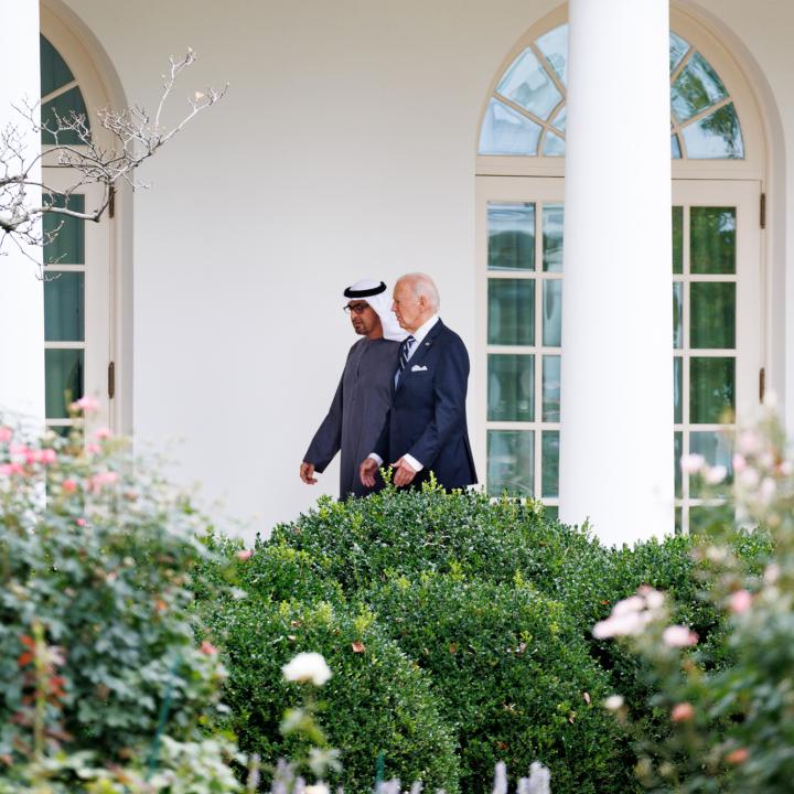 UAE President Sheikh Mohamed walks with U.S. President Joe Biden at the White House in September 2024 - source: Reuters