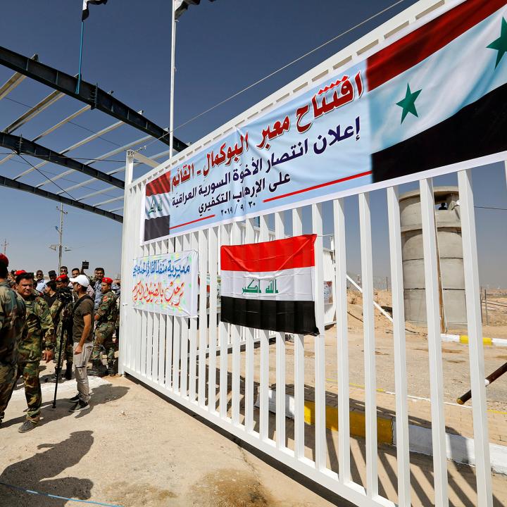 Security forces the Iraqi-Syrian border, after it has been reopened for trade and travel, in Al Qaim, Iraq in 2019 - source: Reuters