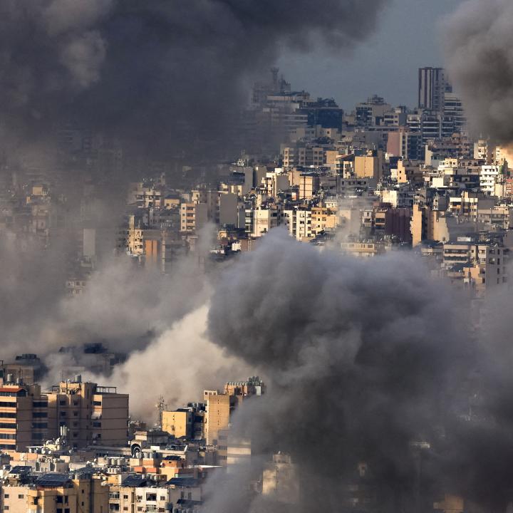 Photo showing smoke clearing from Beirut during the 2024 Hezbollah-Israel war.