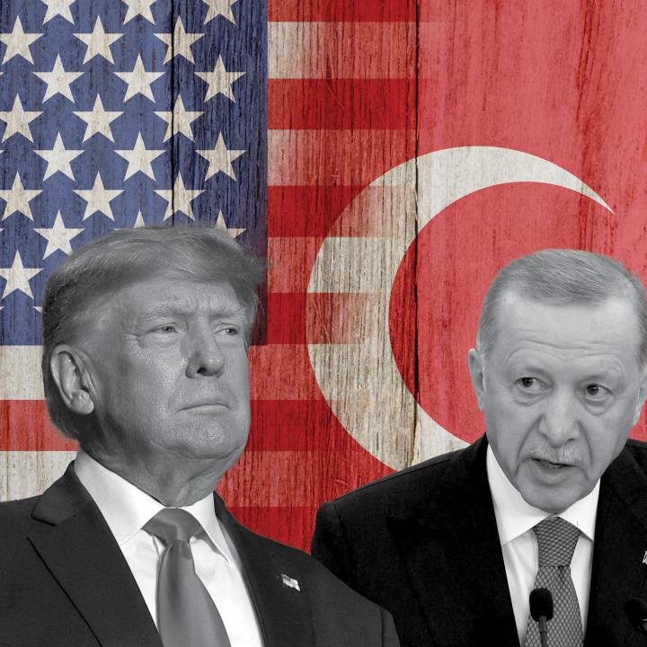 Trump and Erdogan images with U.S. and Turkish flag