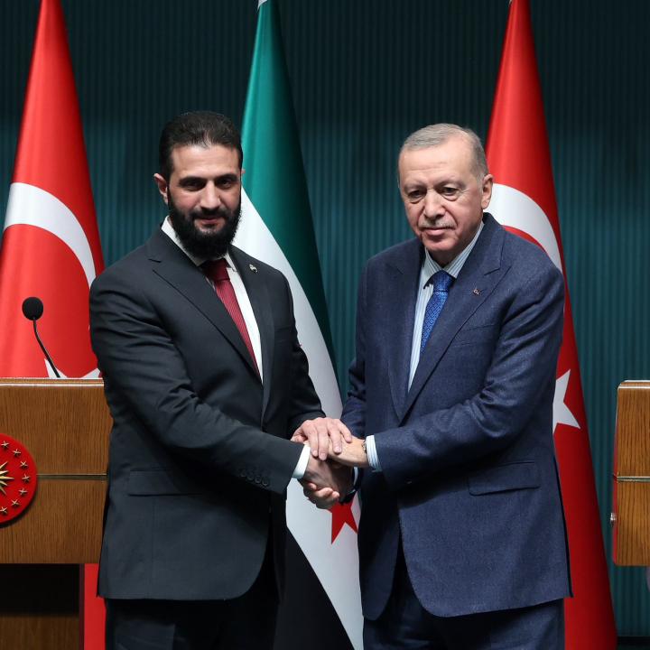 Syria's interim president Ahmed al-Sharaa meets with Turkey's president Erdogan in Ankara in 2025 - source: Reuters