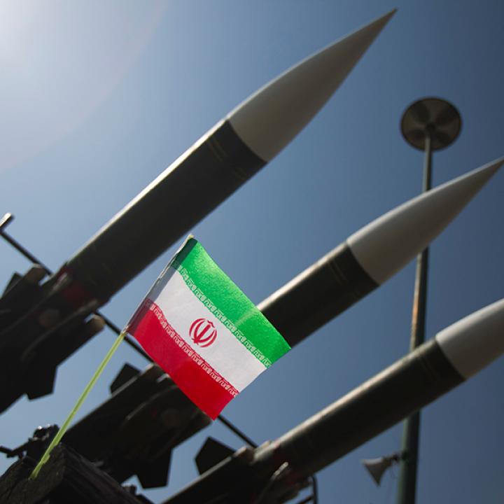 Iranian rockets and flag