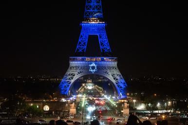 An Israeli flag is projected on the Eiffel Tower in Paris in response to the Hamas terror attacks on Israel in October 2023 - source: Reuters