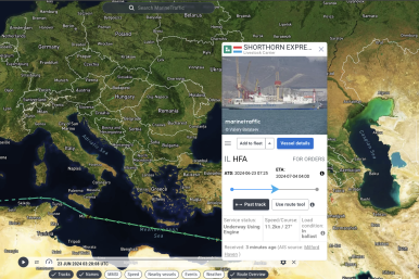A screenshot from MarineTraffic shows the past tracks of the livestock carrier Shorthorn Express (IMO 9167318), which as of July 2, 2024, was sailing toward the British Isles. 