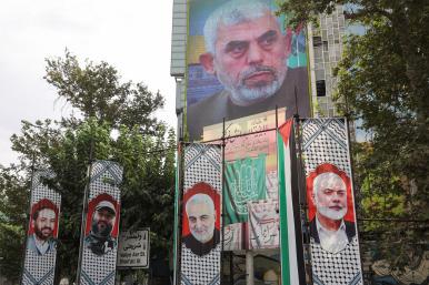 A banner in Gaza depicts the new Hamas leader, Yahya al-Sinwar - source: Reuters