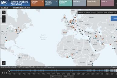 Screenshot of the Iran External Operations interactive map