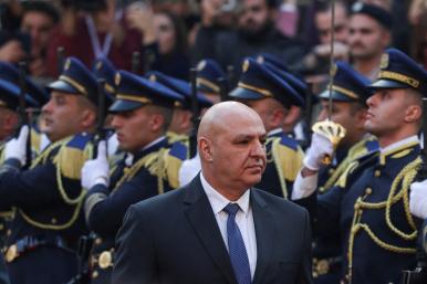 Newly elected Lebanese president Joseph Aoun reviews soldiers at the presidential palace in Beirut - source: Reuters