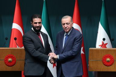 Syria's interim president Ahmed al-Sharaa meets with Turkey's president Erdogan in Ankara in 2025 - source: Reuters