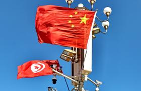 Chinese and Tunisian flags on display in Beijing in 2024 - source: Reuters