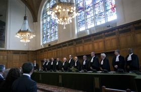 Judges of the International Court of Justice in the ICJ's primary courtroom in The Hague, Netherlands - source: United Nations photo