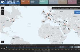 Screenshot of the Iran External Operations interactive map